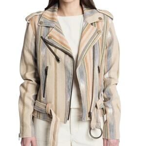 FRYE Women's Burlap Ikat Carly Striped Moto Jacket Size XS NWT